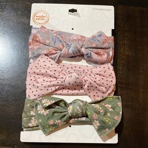 3 Head-wraps Flower Pink